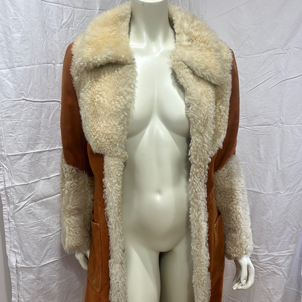 Shearling Coat with Cream Fur Trim